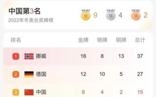 2022年冬奥会奖牌排名