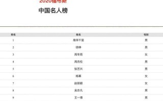 2013中国福布斯名人榜