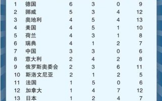 2022冬奥会奖牌榜第一名国家